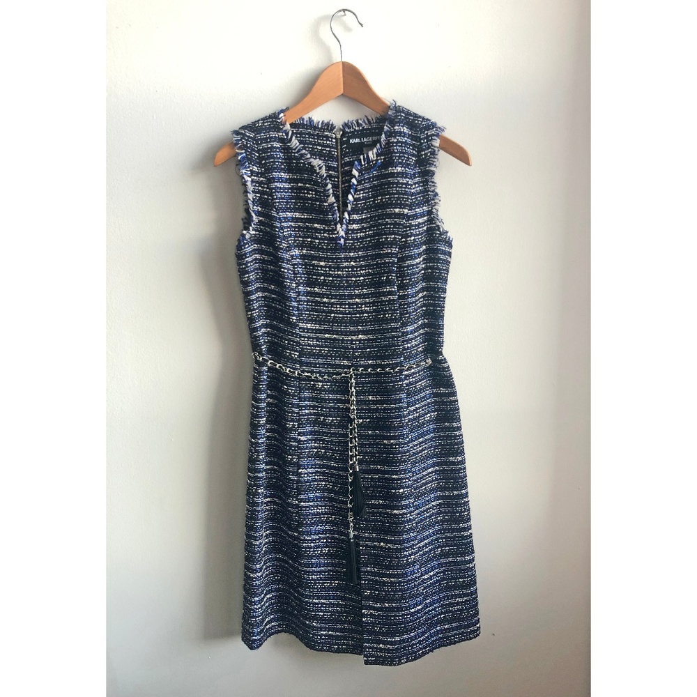 Karl Lagerfeld Paris Fray Detail Tweed Dress